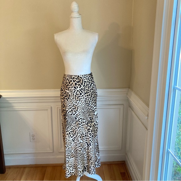ZARA Leopard Cheetah Animal Print Satin Slip Midi Skirt - Picture 8 of 8